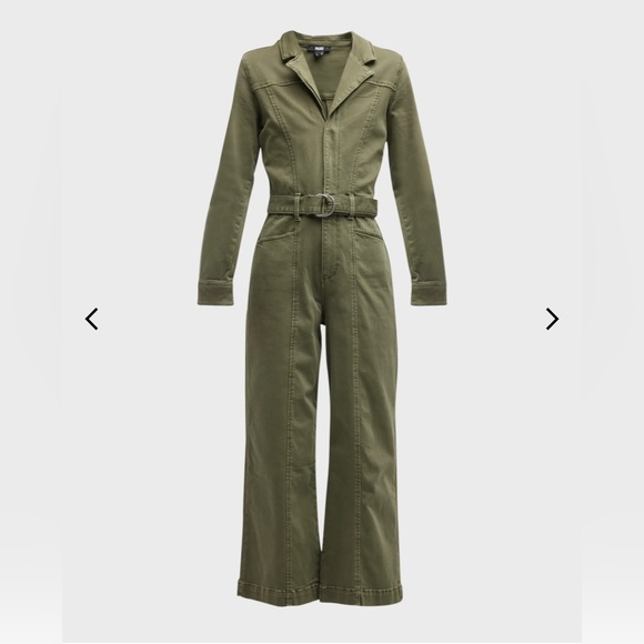 Paige Anessa Wide-Leg Utility Jumpsuit in Vintage Brushed Olive Size 0 XS